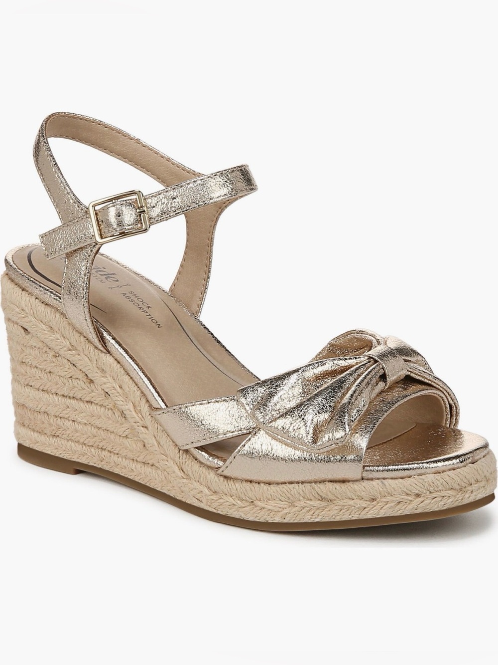 ⚜️NWT ⚜️LifeStride Thalia Wedge Gold Espadrille Sandals with Ankle Strap, SZ 10